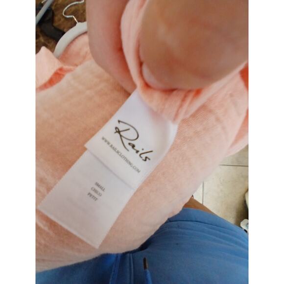 Rails Ellis button up organic cotton gauze flamingo small - Picture 7 of 11